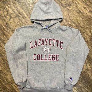 Vintage Champion Lafayette College Heather Gray Pullover Hoodie Sweatshirt Large